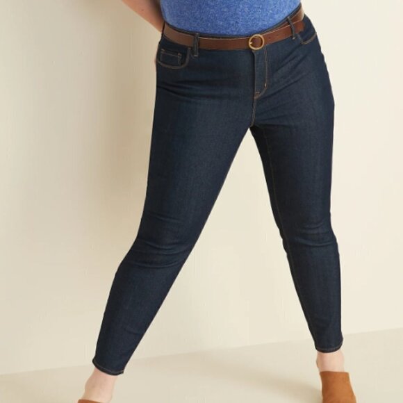 Old Navy NWT Mid Rise POP Icon Skinny Dark Blue Rinse (Fern) Curvy Girls 28 - Picture 13 of 15